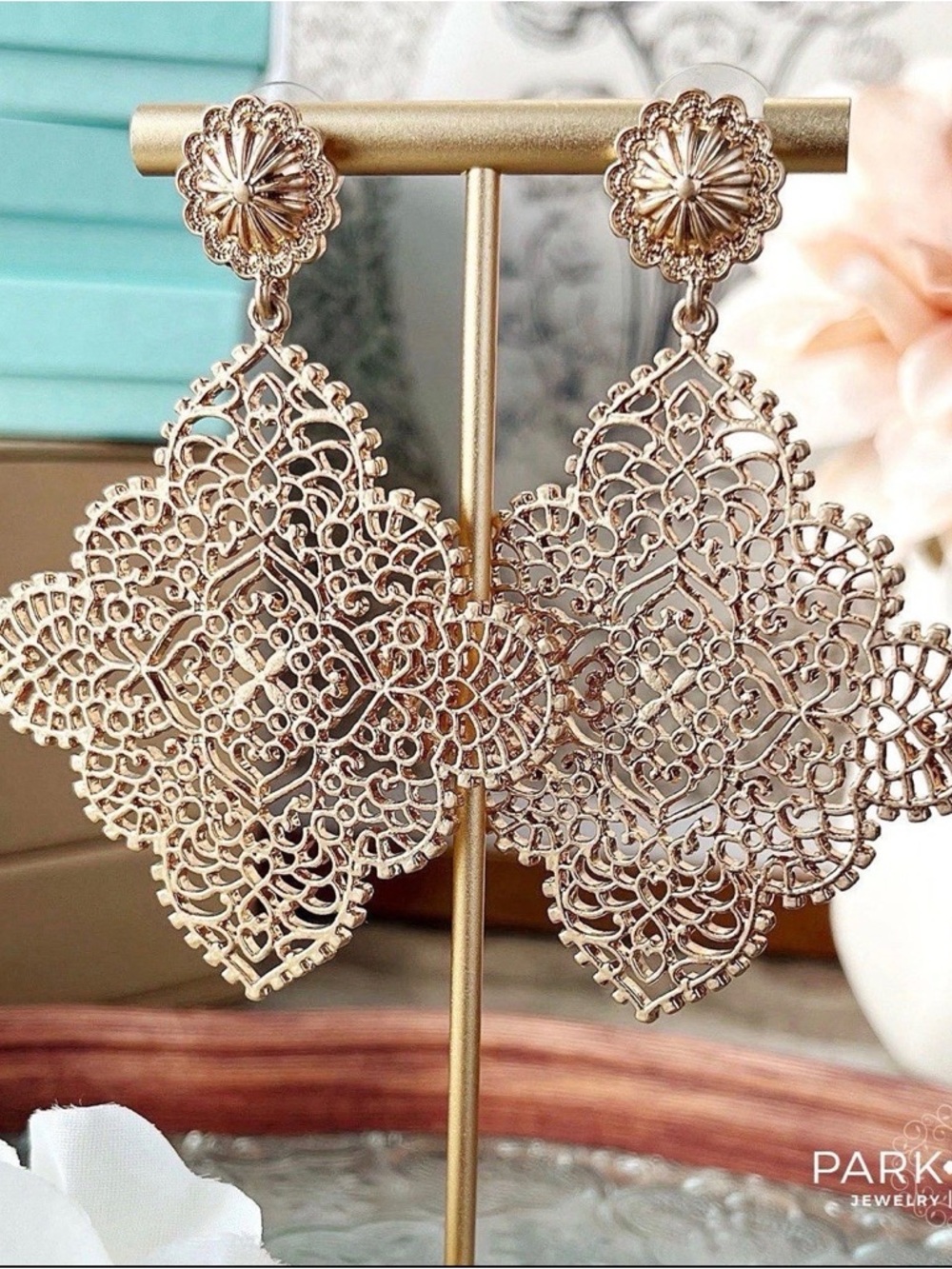 Park Lane Coralie Gold Lace Filigree Drop Earrings